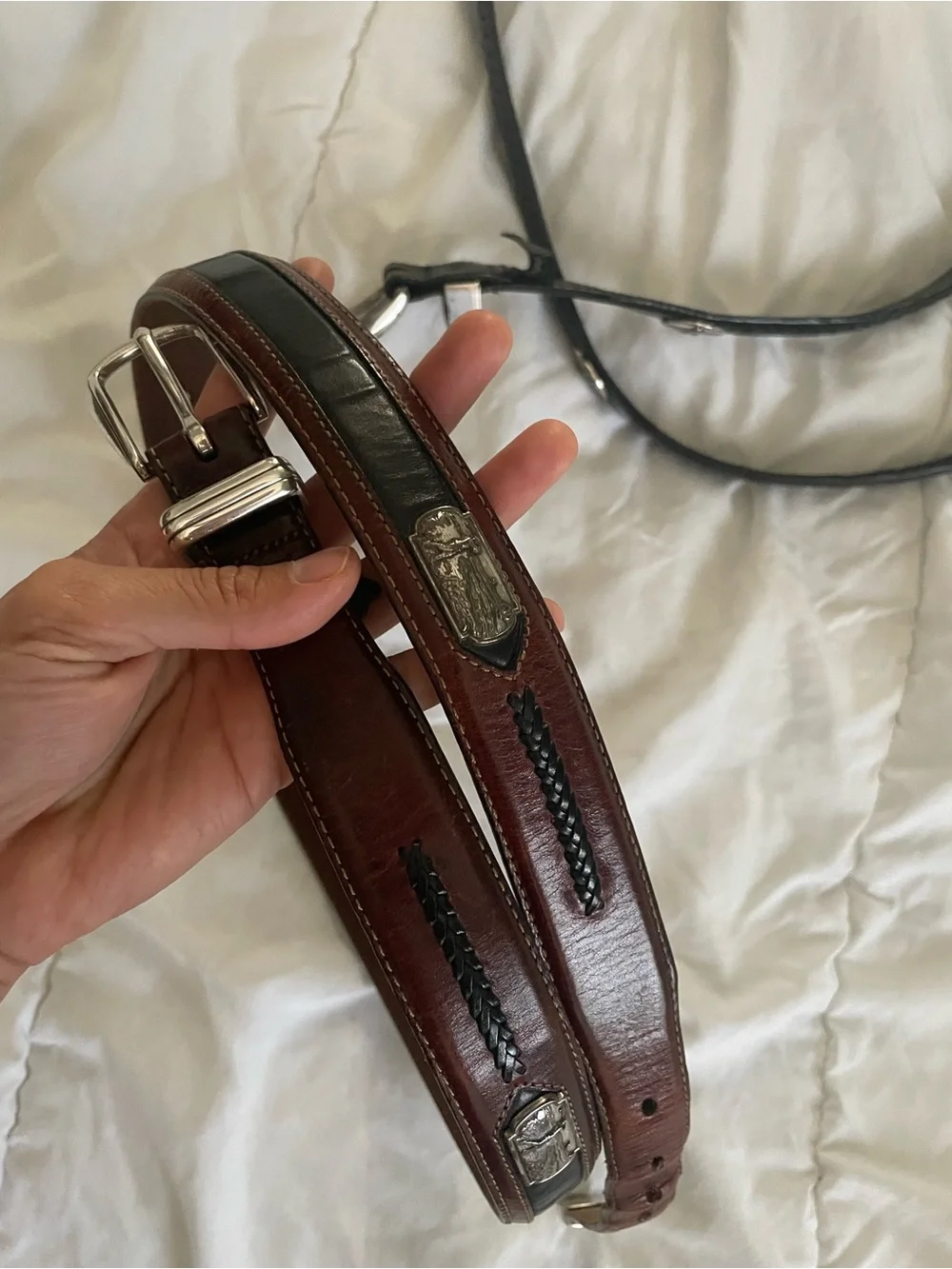 Vintage onyx by Brighton golf leather belt bundle